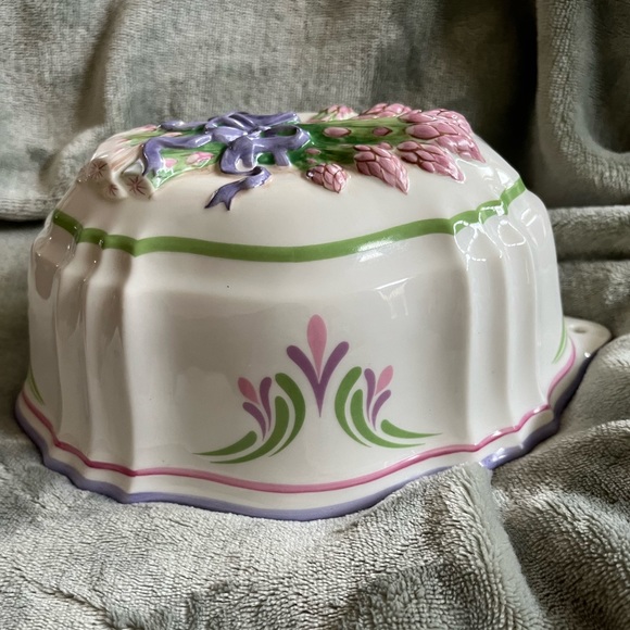 Vintage Franklin Mint Le Cordon Bleu Ceramic Jello Mold Asparagus Purple White - Picture 3 of 5